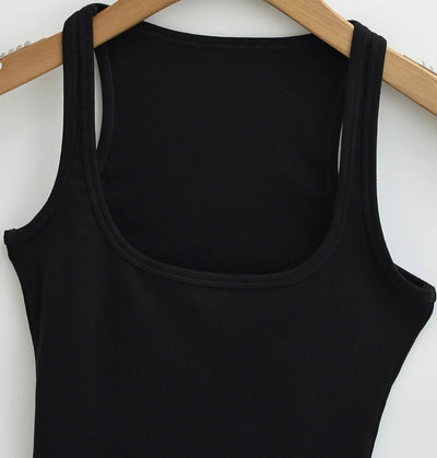 Women Scuplted Square Neck Tank Top - Smarsty