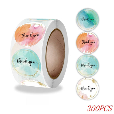 50-500pcs 1inch Blue Thank You Stickers For Envelope Sealing Labels Stationery Supplies Handmade Wedding Gift Decoration Sticker - Smarsty