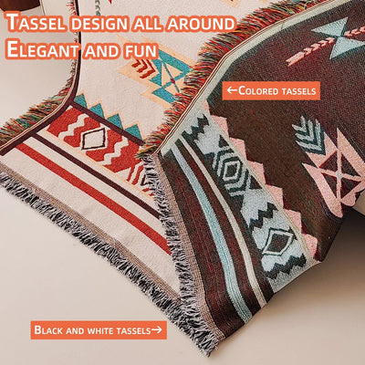 Oversized Aztec Blanket With Fringe For Cozy Comfort - Smarsty