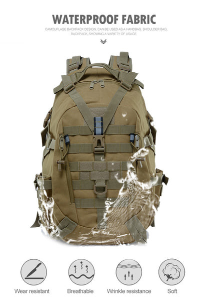 40L Tactical Backpack for Men Camping Hiking Backpacks Reflective Outdoor Travel Bags Survival Molle Climbing Rucksack Bag - Smarsty