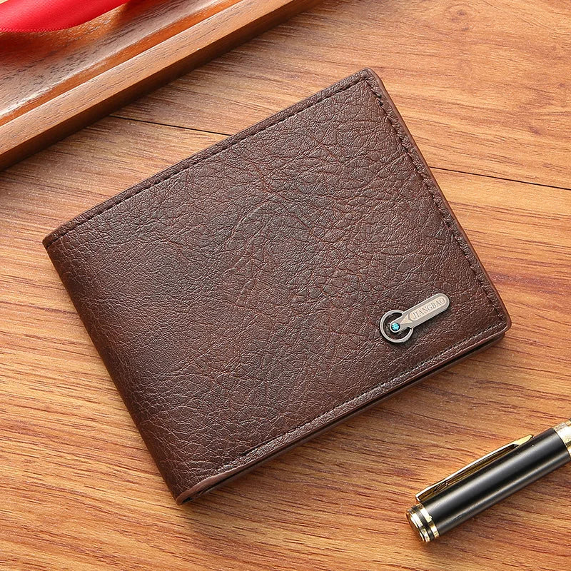 Men Short Bifold Faux Leather Masculina Billetera Credit ID Card Holder Wallet Billfold Purse Clutch Solid Hombre Business Slim - Smarsty