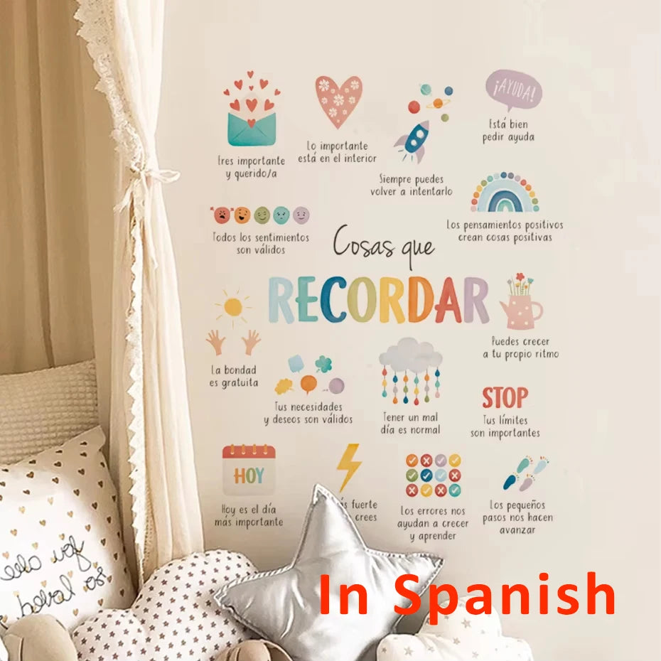 Spanish English Wall Sticker Art for Kids Rooms - Smarsty
