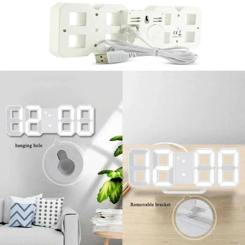 3D LED Digital Alarm Clock with Date and Temperature - Smarsty