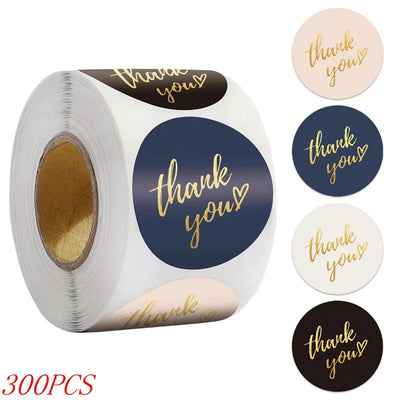 50-500pcs 1inch Blue Thank You Stickers For Envelope Sealing Labels Stationery Supplies Handmade Wedding Gift Decoration Sticker - Smarsty