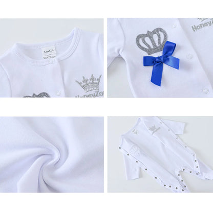 4 Pcs/set Baby Clothing Set Newborn Boys Jumpsuit +Hat+Mittens Baby Girls Pink Romper 100% Cotton Soft Kids Clothes for 0-9 M