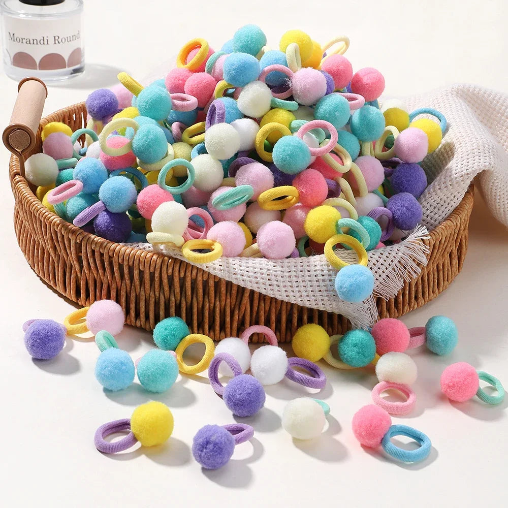 Kids Plush Ball Hair Bands Soft Comfortable Scrunchies - Smarsty