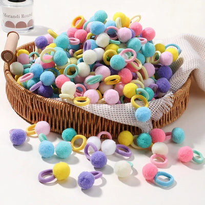 Kids Plush Ball Hair Bands Soft Comfortable Scrunchies - Smarsty