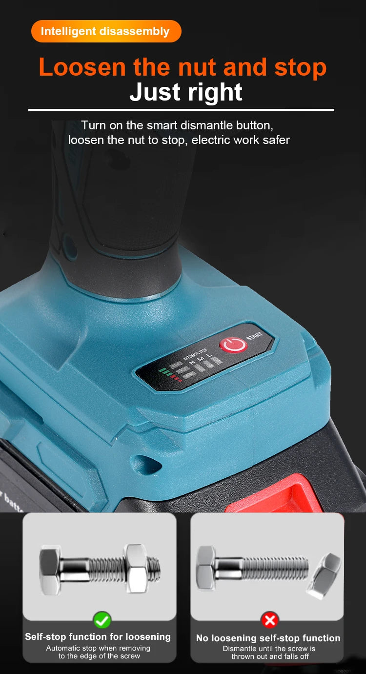 Heimerdinger 18V Brushless Cordless Impact Wrench 1000NM Torque - Smarsty