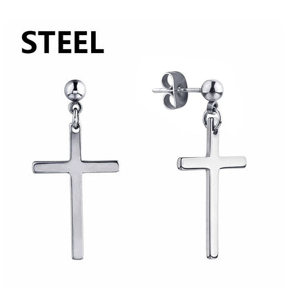 Stainless Steel Cross Dangle Earrings for Men and Women - Smarsty