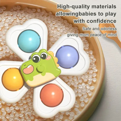 3 in 1 Suction Cups Spinning Top Toy For Baby Game Infant Teether Relief Stress Educational Rotating Rattle Bath Toys For Kids - Smarsty