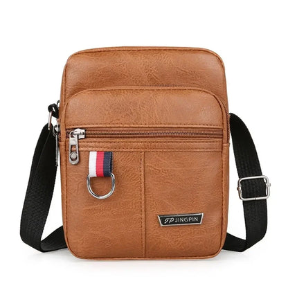 Mens PU Leather Shoulder Bag Large Capacity Crossbody - Smarsty