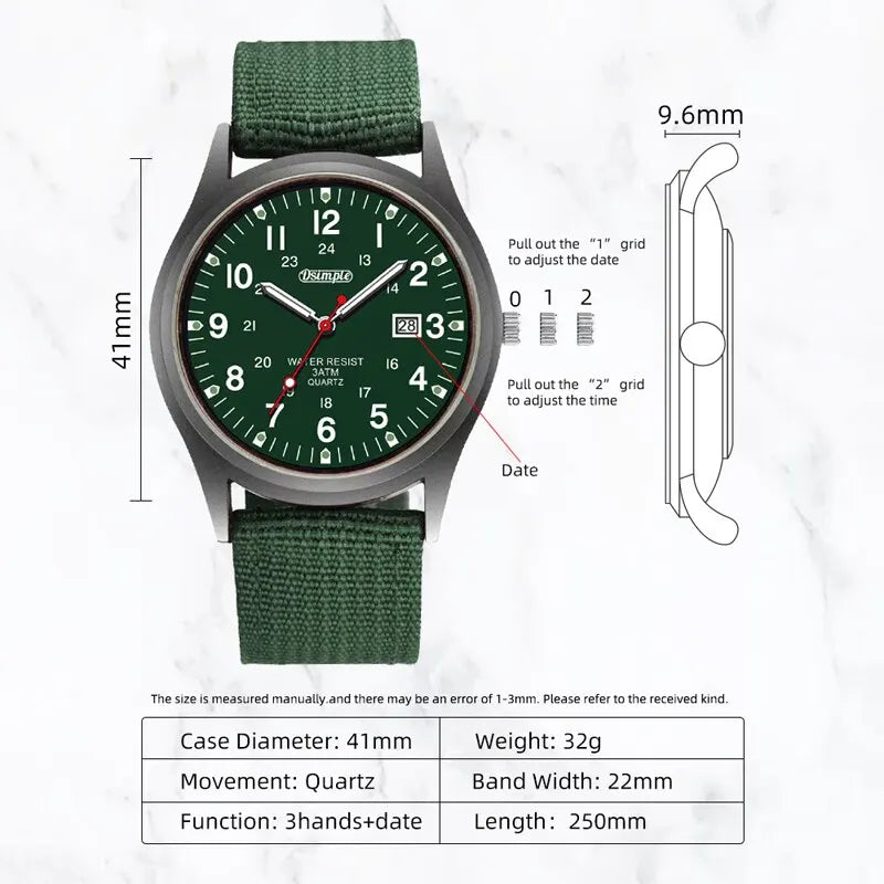 Luxury Mens Luminous Quartz Watch with Calendar - Smarsty