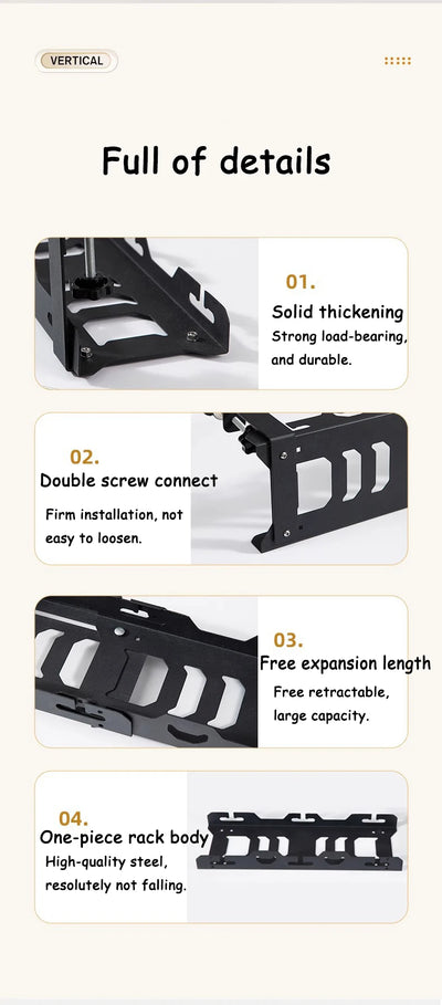 Telescopic Under Table Storage Rack Metal Cable Management Tray Home Office Desk Wire Organizer No Punching Storage Accessories by Smarsty