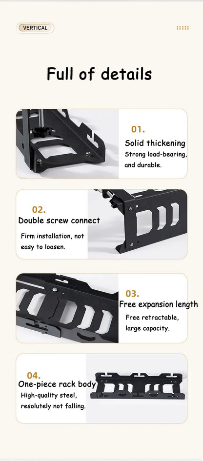 Telescopic Under Table Storage Rack Metal Cable Management Tray Home Office Desk Wire Organizer No Punching Storage Accessories by Smarsty