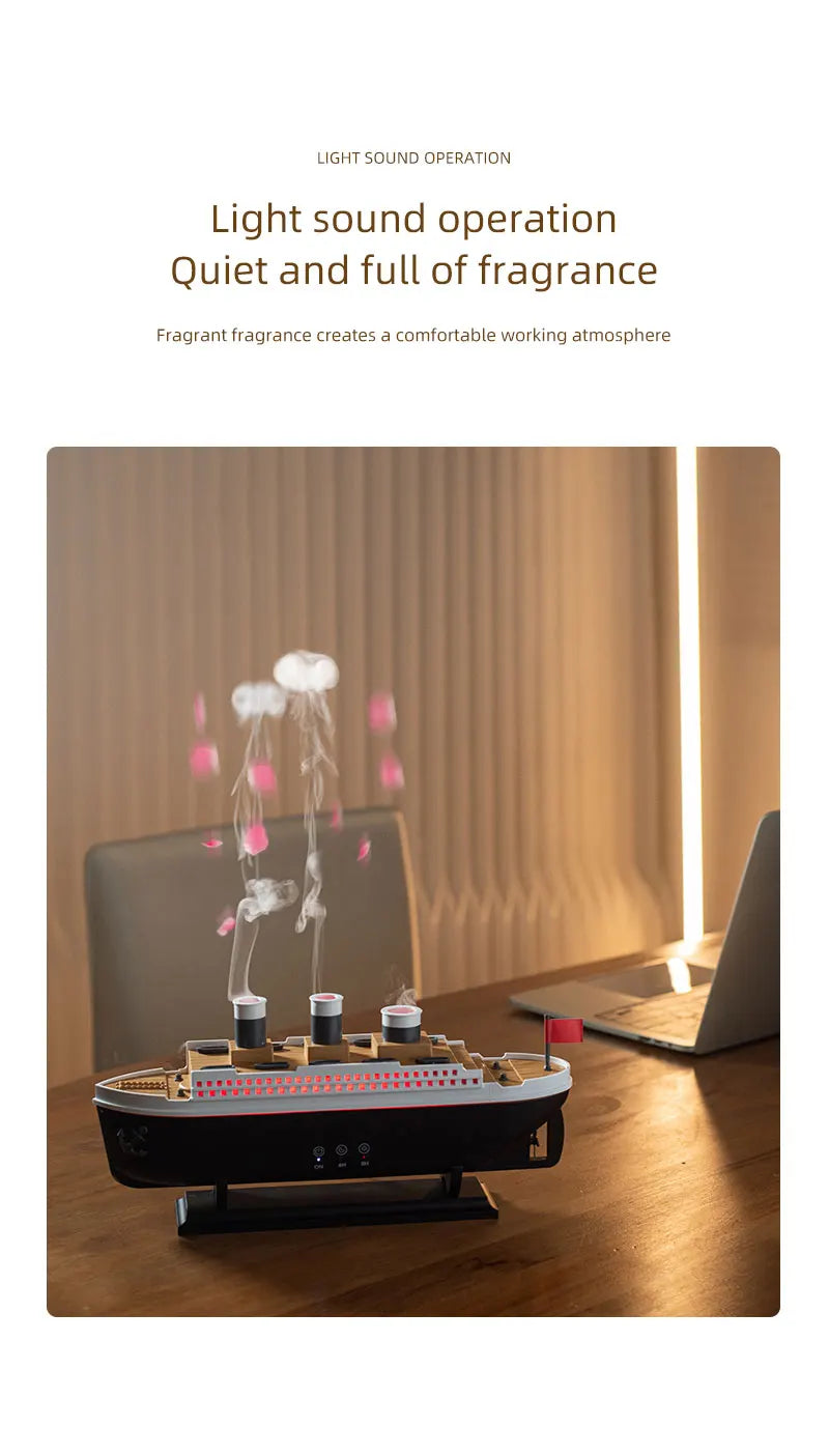 Ship Train Shape Ultrasonic Humidifier With Colorful Lights - Smarsty
