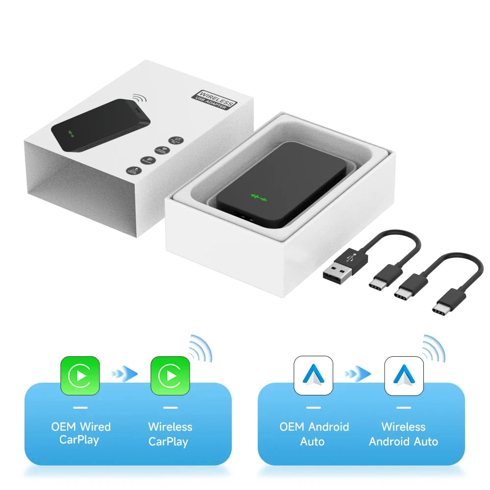 Wireless CarPlay Android Auto Box 4 In 1 Car Adapter - Smarsty
