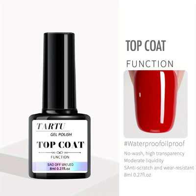 1pc/2pcs/3pcs/4pcs 8Ml Functional Gel Nail Art Set with Base Coat and Diamond Top Coat, Matte Top, Soak Off Gel Nail Polish