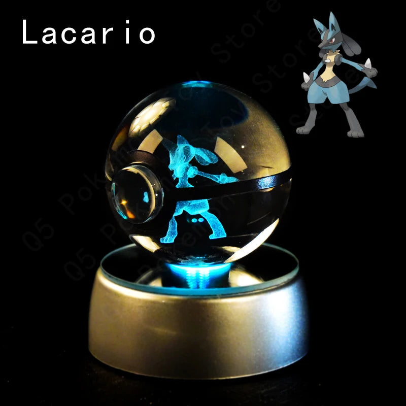 Pokemon Crystal Ball 3D Pikachu Mewtwo Mew Gengar Night Light Lamp Base Pokeball Crystal Pokemon Glass Ball Figure Birthday Gift - Smarsty