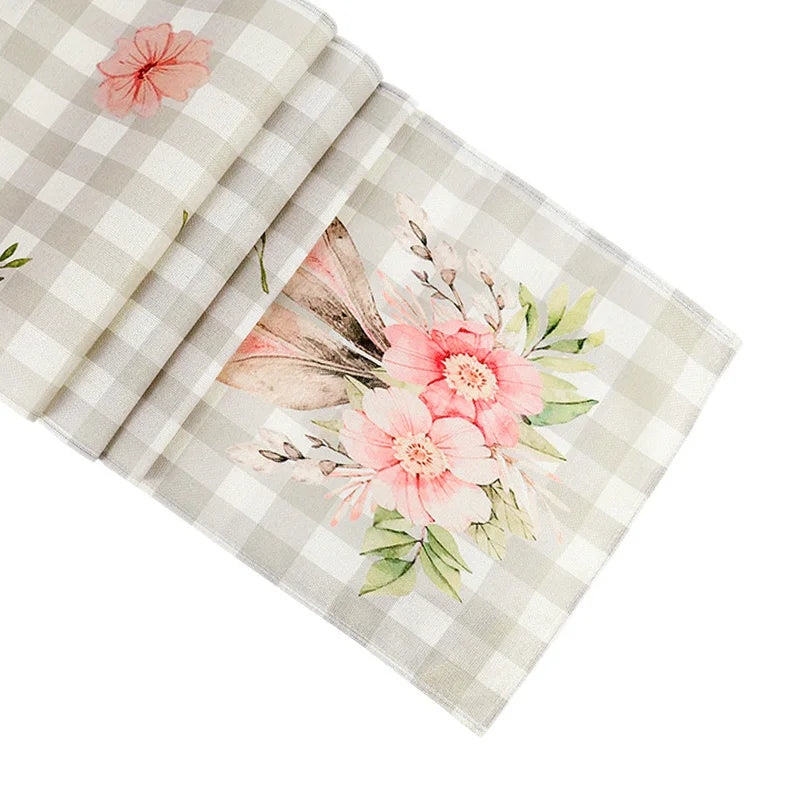 Linen Easter Rabbit Table Runner for Spring Decor - Smarsty