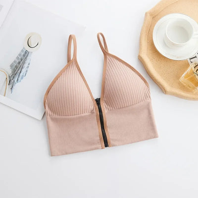 Women Crop Tops Sexy Solid Color Camisole Ice Silk Tube Top Seamless Sports Tank Top Wireless Underwear Padded Bra Bralette Vest - Smarsty
