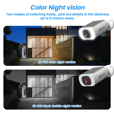 ANRAN 2/3/4 PCS Outdoor Wireless WIFI Camera 2.4G 3MP Battery Solar Security Camera Floodlight Color Night Vision Local Alarm - Smarsty