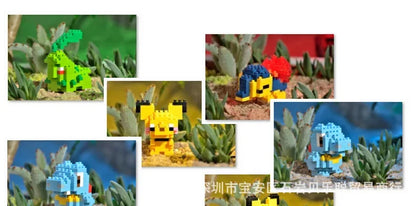 DIY Pokemon Blocks Small Cartoon Mini Building Block Pikachu Charizard Eevee Mewtwo Anime Assemble Action Model Dolls Toys by Smarsty