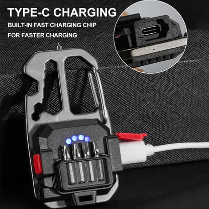 COB Keychain Work Light with Battery Display 8Mode Rechargeable High Lumens Portable LED Light for Camping Hiking Running by Smarsty