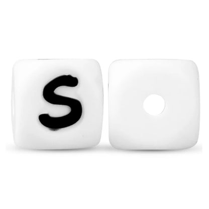 50Pcs Silicone Alphabet Beads White DIY Jewelry Making - Smarsty