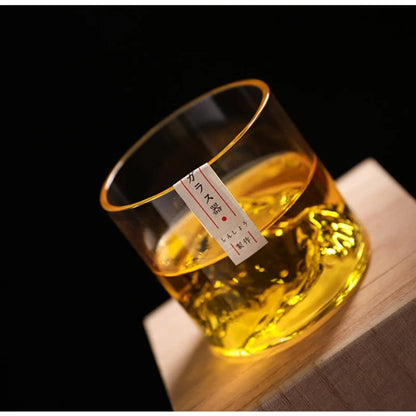 Japanese Glass Glacier Mountain Teacup Mt. Fuji Heat-resistant Glass Teacup Office Handy Retro Wine Glass Whisky Cup Home