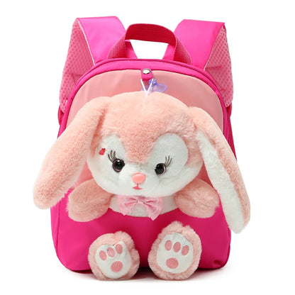 Plush 3D Rabbit Backpack For Kids Cute Bow Tie Design - Smarsty