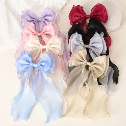 Girls Elegant Big Bow Satin Hair Clip Accessory - Smarsty