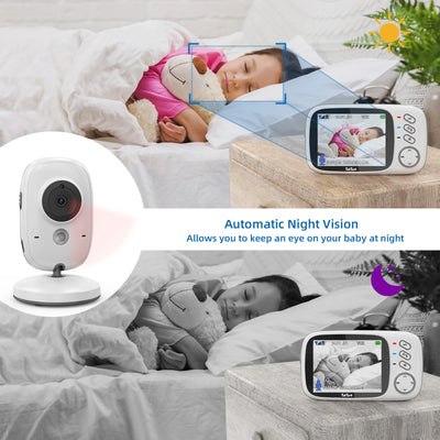 TakTark 3.2 Inch Wireless Video Baby Monitor With Lullabies Auto Night Vision Two Way Intercom Temperature Monitoring Babysitter by Smarsty