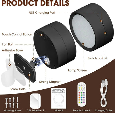 Magnetic LED Wall Light with Dimmable Touch Control - Smarsty