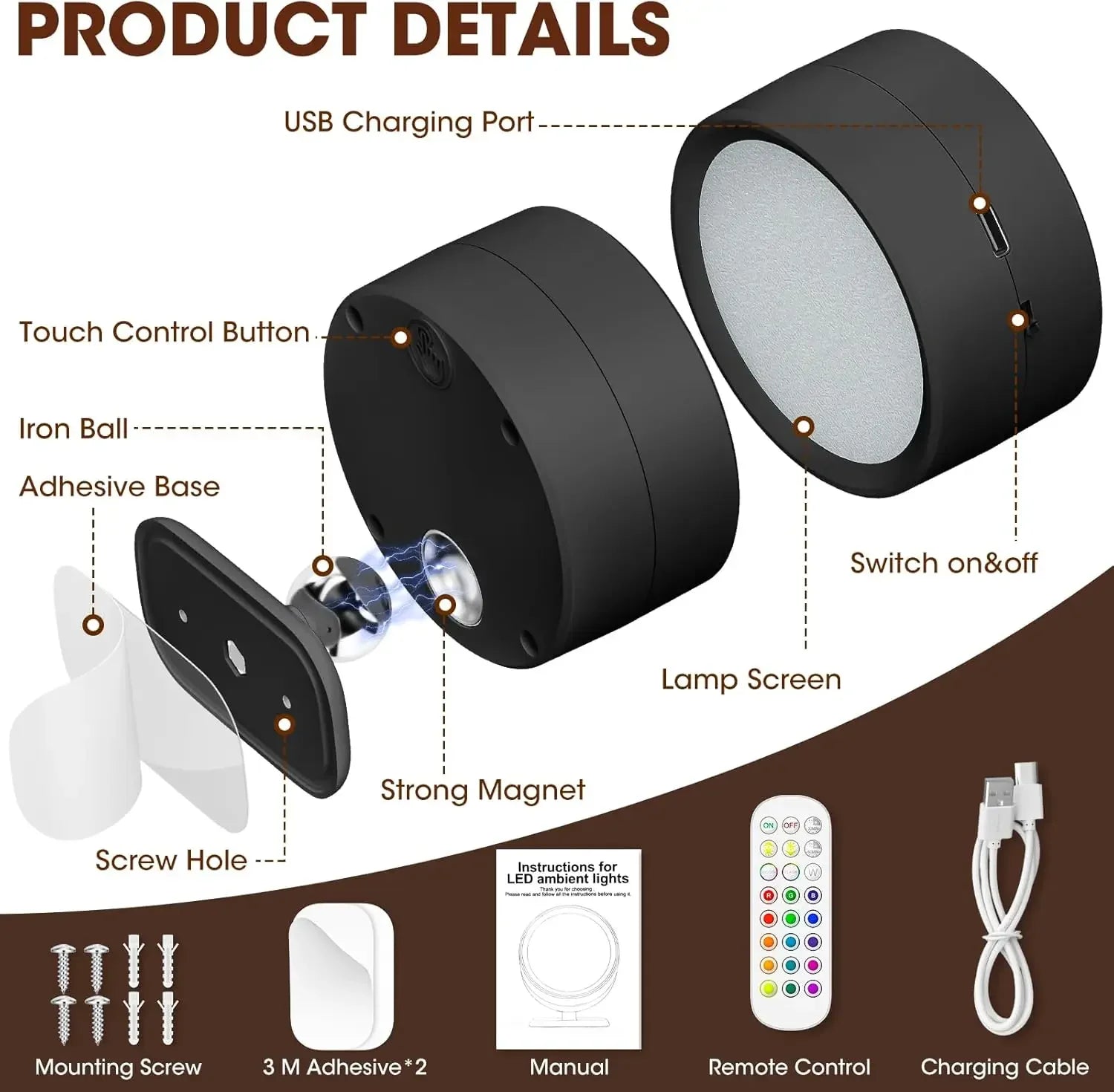 Magnetic LED Wall Light with Dimmable Feature - Smarsty