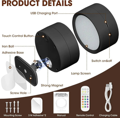 Magnetic LED Wall Light with Dimmable Feature - Smarsty