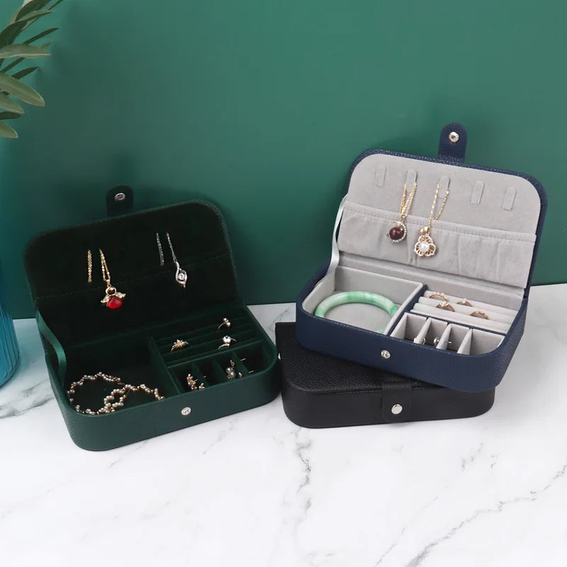 Portable Jewelry Organizer Case for Travel with Leather Storage - Smarsty