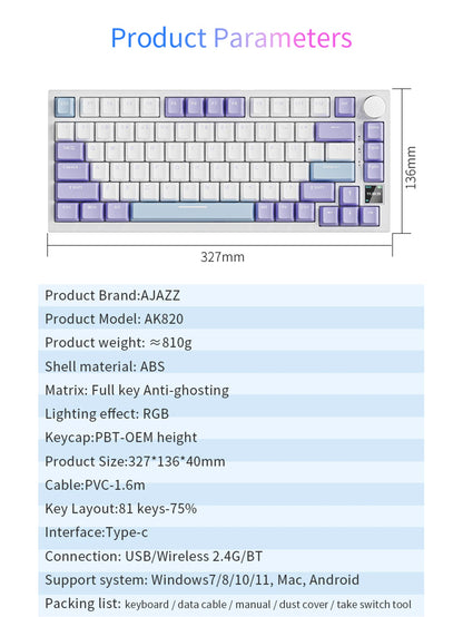 Wireless Mechanical Keyboard With Bluetooth Five One RGB