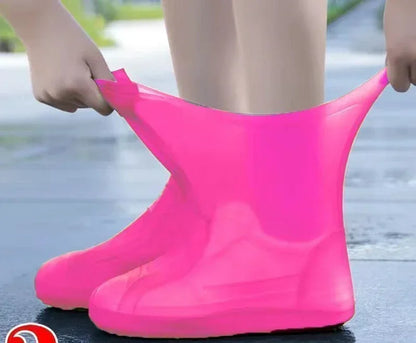 1 Pair Silicone WaterProof Shoe Covers Lip-resistant Rubber Rain Boot Rain Gear Overshoes Accessories for Outdoor Rainy Day