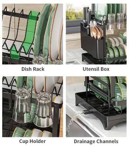 Carbon steel multifunctional kitchen shelf storage rack, bowl and chopstick rack storage organization saves space