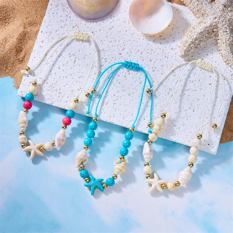 Bohemian Starfish Conch Shell Beads Bracelet for Women - Smarsty