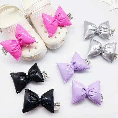 2Pcs Adorable Bow Shoe Charms Glossy, Shiny, Diy Fashion Decorations For Shoes Cute Accessories To Elevate Your Footwear Style - Smarsty