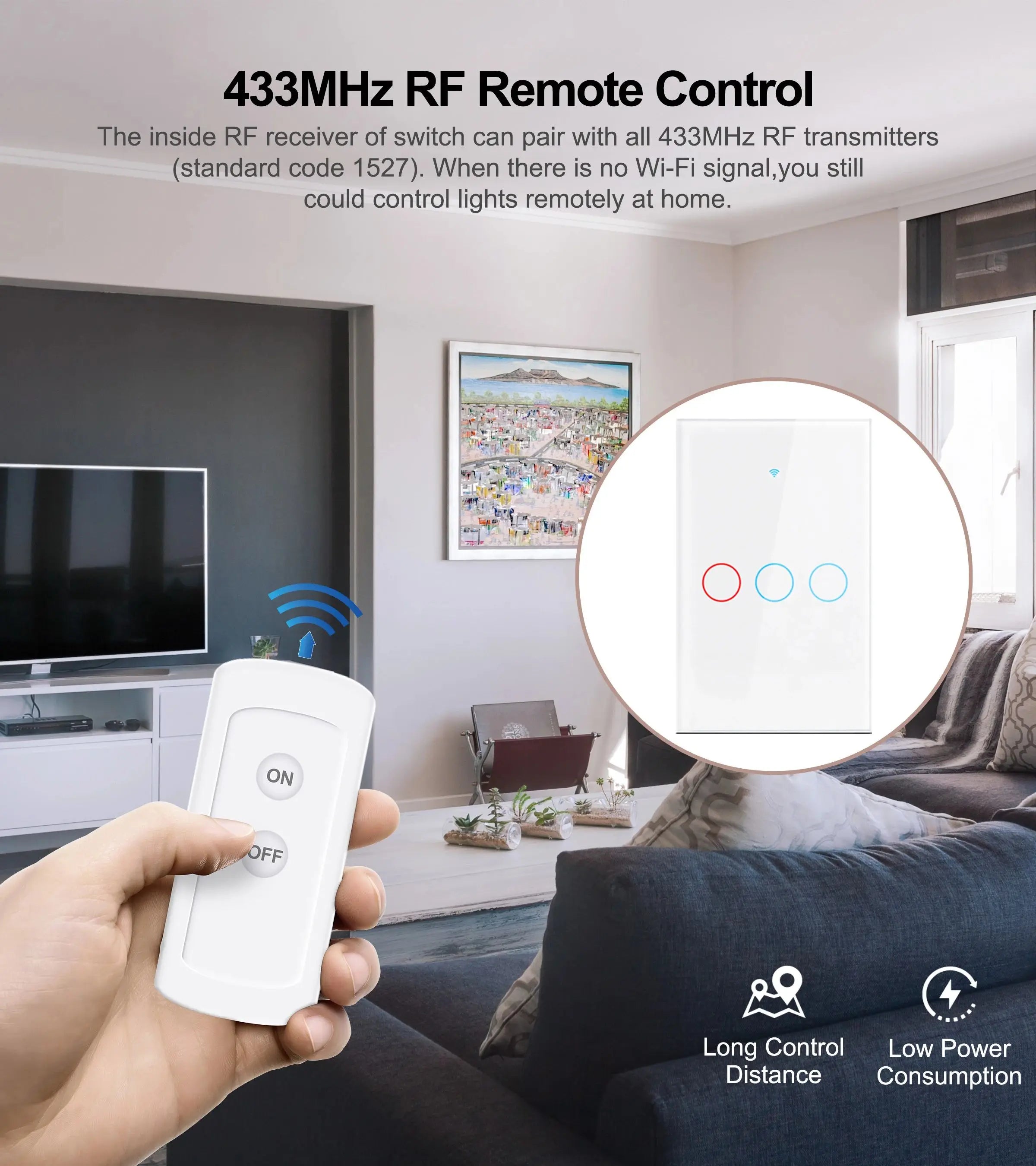 Tuya Smart Touch Switch No Neutral Wire Compatible with Alexa - Smarsty