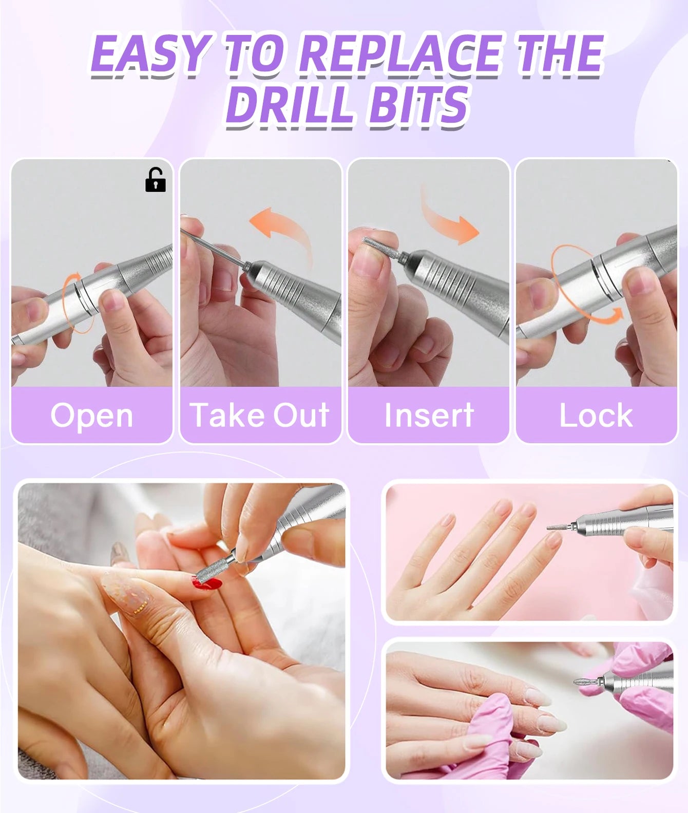 45000RPM Portable Nail Drill Machine for Low Noise Manicure - Smarsty