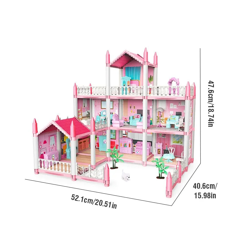 Girl Doll House Toy Children Pretend Play Dollhouse Villa Patchwork Dream Furniture Home Doll House for Kids Christmas Toy Gifts by Smarsty