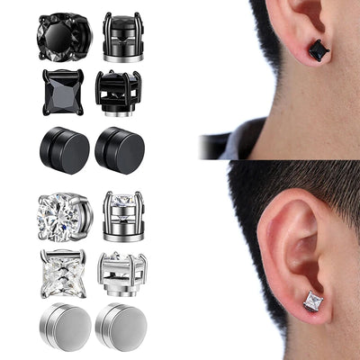 Magnetic Clip Earrings Non Piercing Strong Zircon Studs - Smarsty