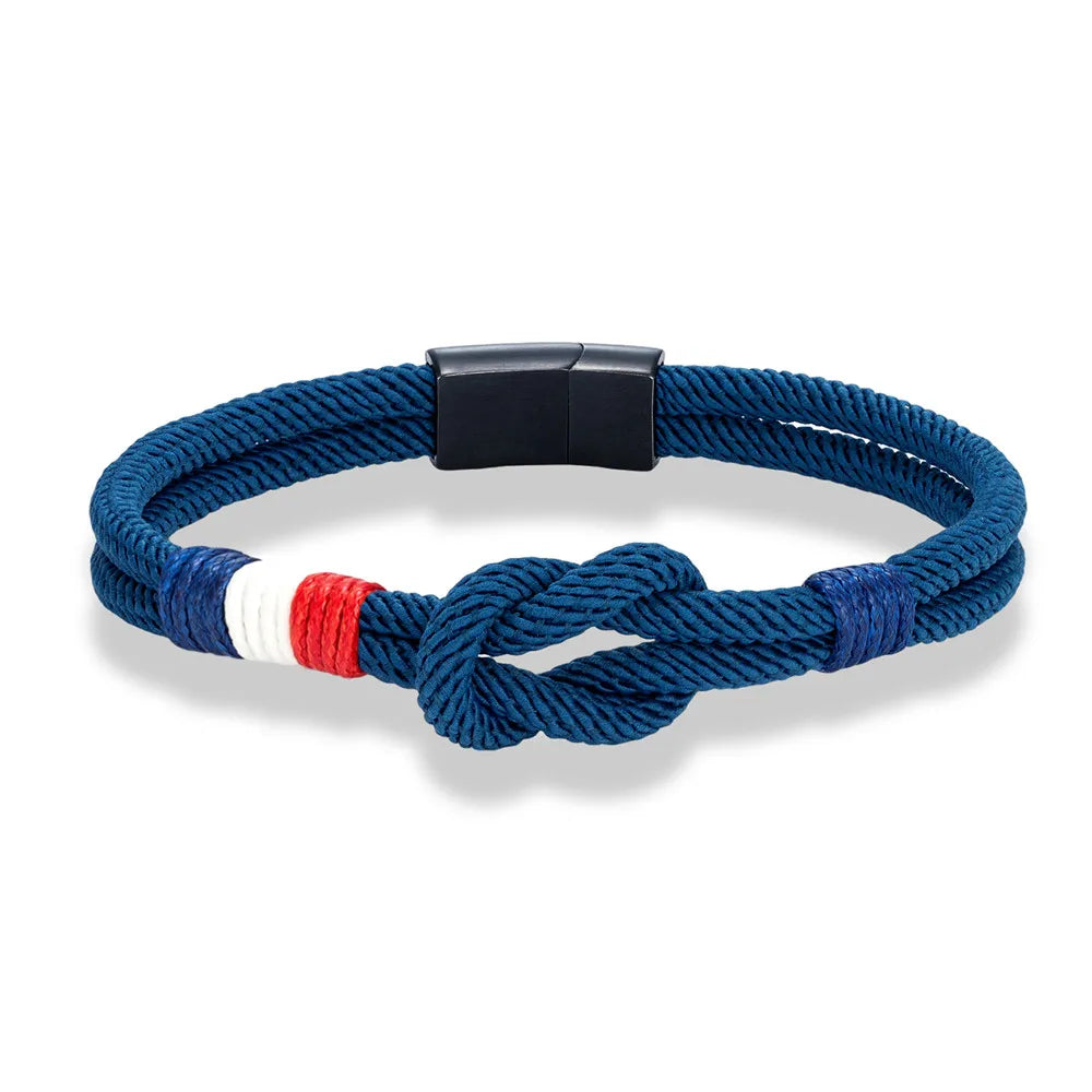 Black Stainless Steel Rope Bracelet Handmade Double Layer - Smarsty