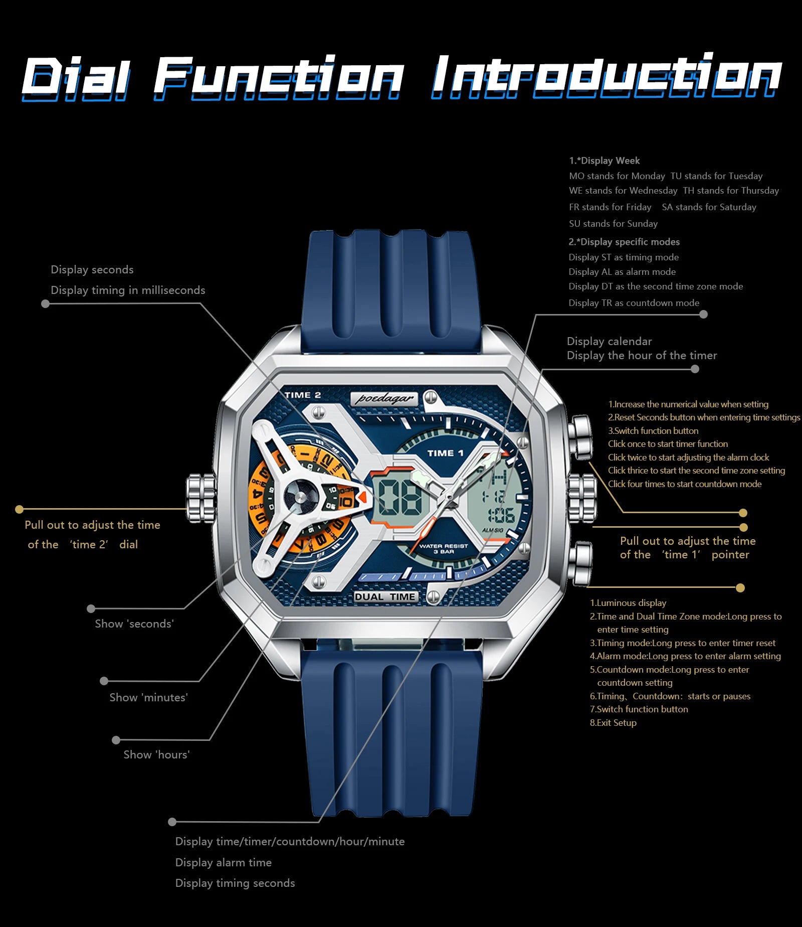 Luxury Men’s Luminous Quartz Watch with LED Calendar - Smarsty