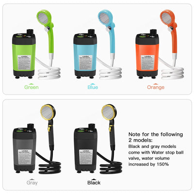 Camping Shower Pump RV Outdoor Shower Kit Camp Shower w/Full Screen Intelligent Digital Display Adjustable 6000mAh Shower Kit by Smarsty