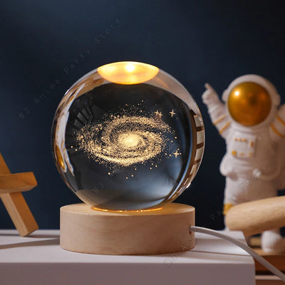 3D Crystal Ball Night Light with Glowing Galaxy Design - Smarsty