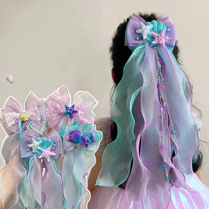 Mermaid Hair Accessories for Girls with Bow and Clip - Smarsty